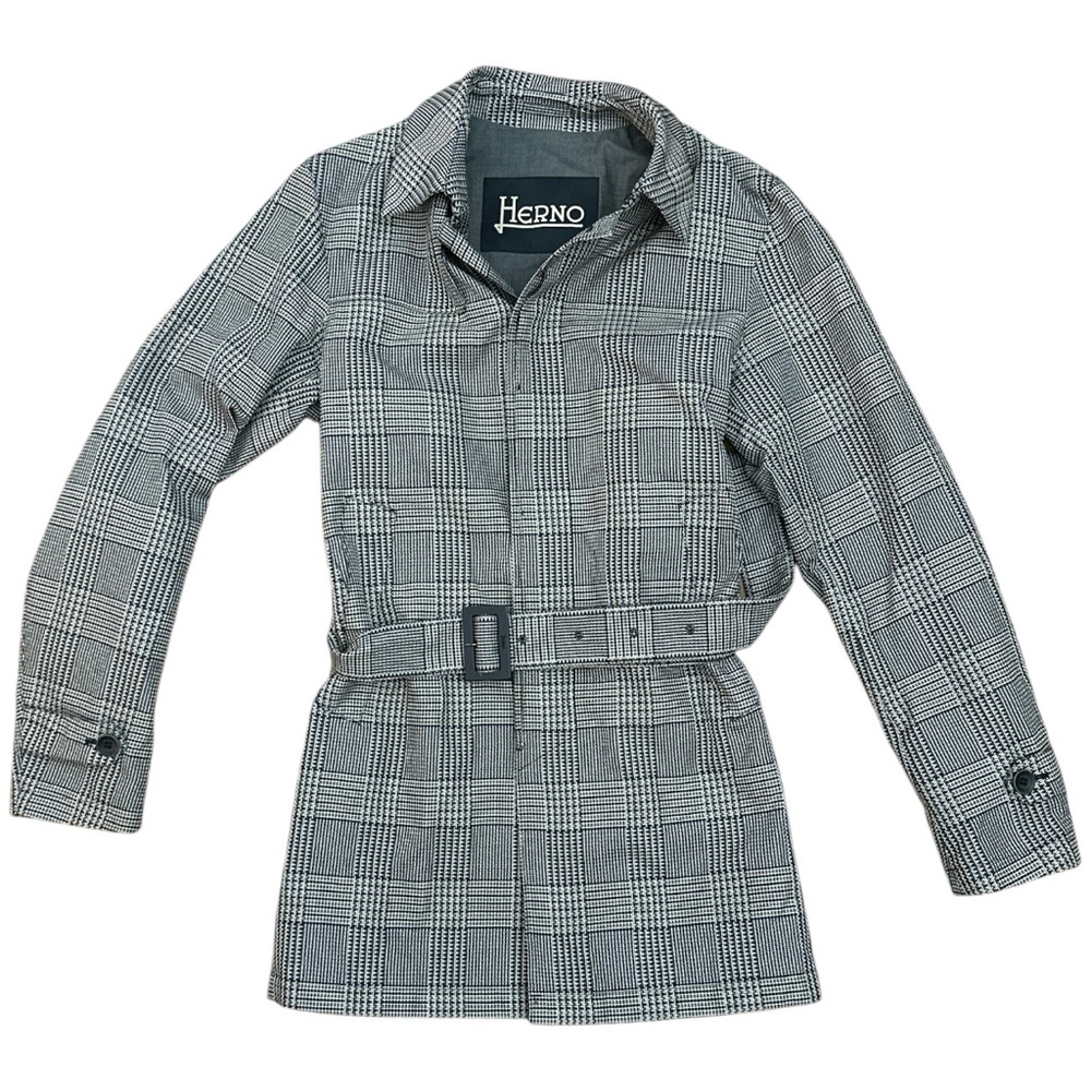 Herno Women’s Navy Beige Checked
Trench Coat.